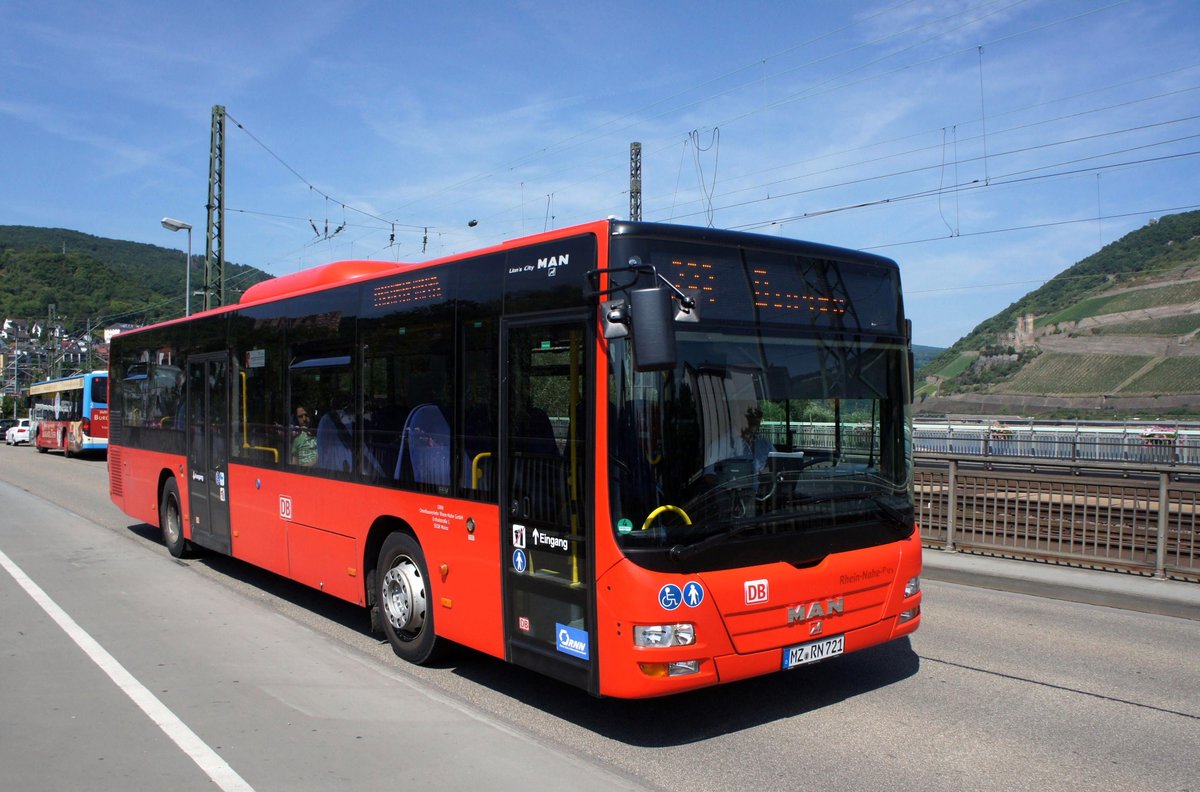 Bus Bingen am Rhein: MAN Lion's City Ü vom Omnibusverkehr Rhein-Nahe GmbH / ORN, aufgenommen im Juli 2017 im Stadtgebiet von Bingen am Rhein. 