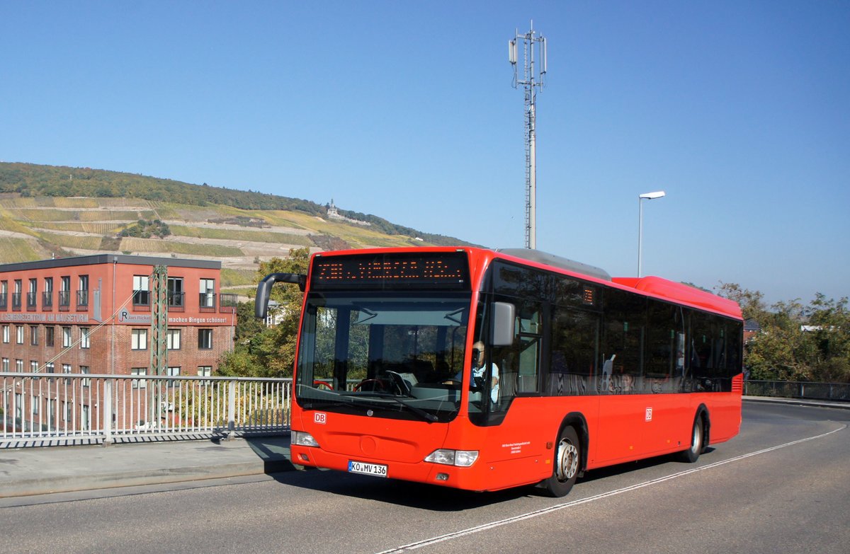 Bus Bingen am Rhein: Mercedes-Benz Citaro LE der RMV Rhein-Mosel Verkehrsgesellschaft mbH aus Koblenz, aufgenommen im Oktober 2018 im Stadtgebiet von Bingen am Rhein.