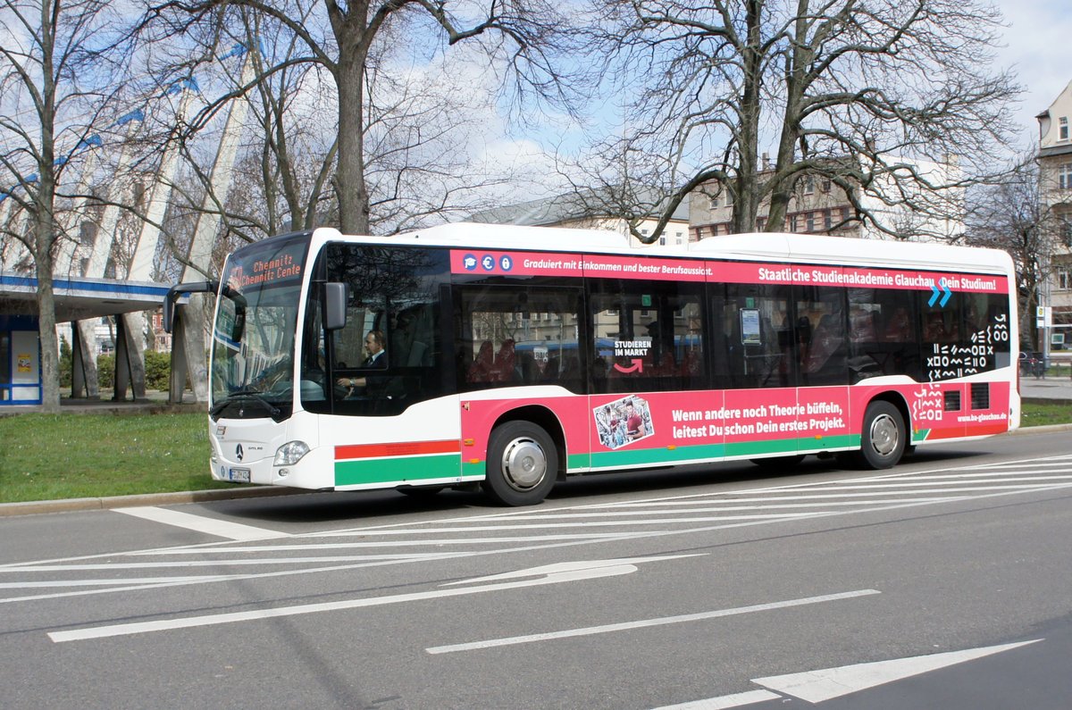 Bus Chemnitz: Mercedes-Benz Citaro C2 LE Ü der Regiobus Mittelsachsen GmbH, aufgenommen im März 2019 am Omnibusbahnhof in Chemnitz.