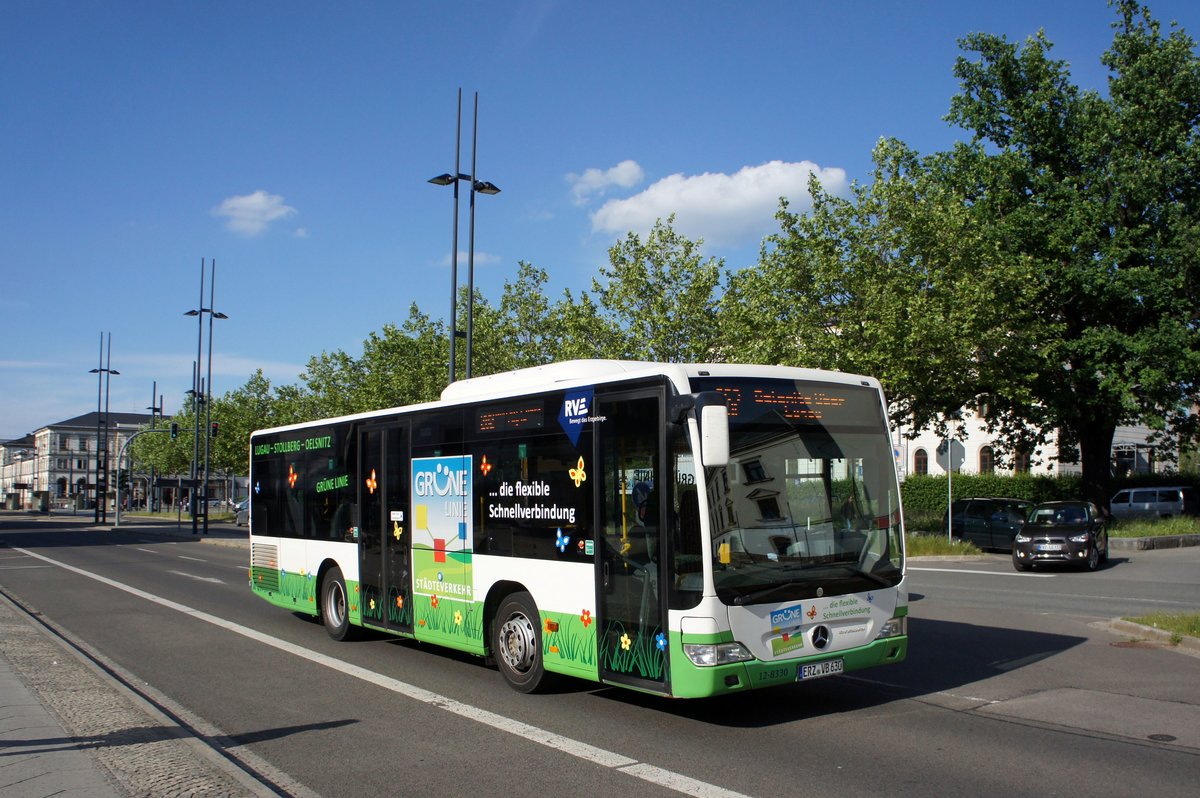 Bus Chemnitz: Mercedes-Benz Citaro (Facelift) K der RVE (Regionalverkehr Erzgebirge GmbH), aufgenommen im Juni 2016 am Hauptbahnhof in Chemnitz.
