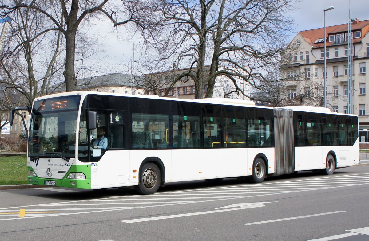 Bus Chemnitz: Mercedes-Benz Citaro GÜ der RVE (Regionalverkehr Erzgebirge GmbH), aufgenommen im März 2019 am Omnibusbahnhof in Chemnitz.