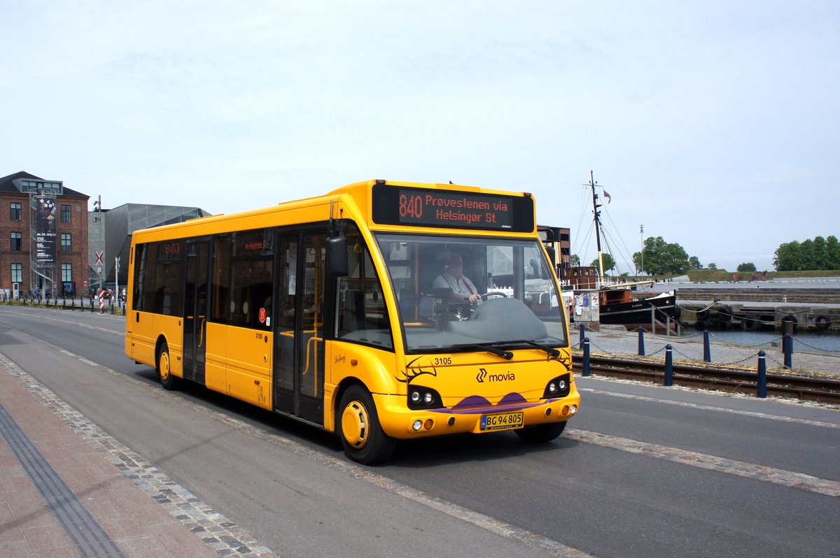 Bus Dnemark / Region Seeland / Region Sjlland: Optare Solo - Wagen 3105 von Trafikselskabet Movia, aufgenommen im Mai 2016 am Hafen von Helsingr (Helsingr).