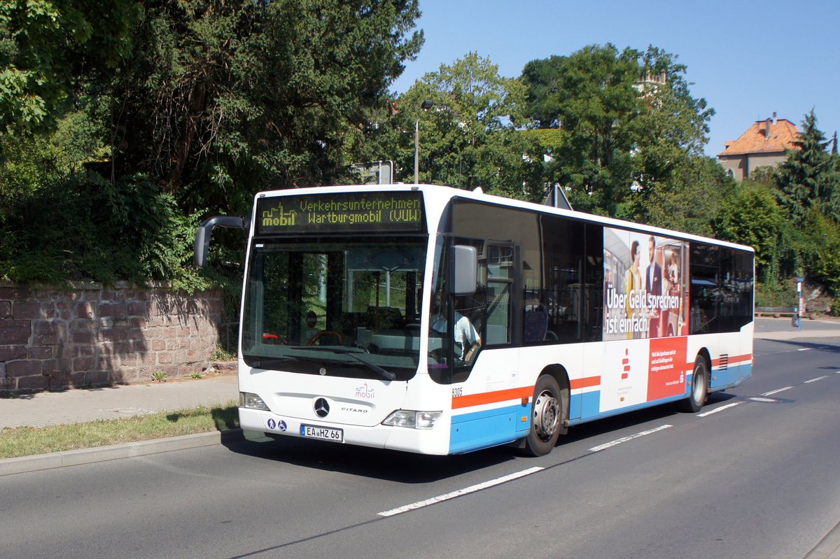 Bus Eisenach / Bus Wartburgkreis: Mercedes-Benz Citaro Facelift (EA-HZ 66) vom Verkehrsunternehmen Wartburgmobil (VUW), eingesetzt im Stadtverkehr. Aufgenommen im August 2019 im Stadtgebiet von Eisenach.
