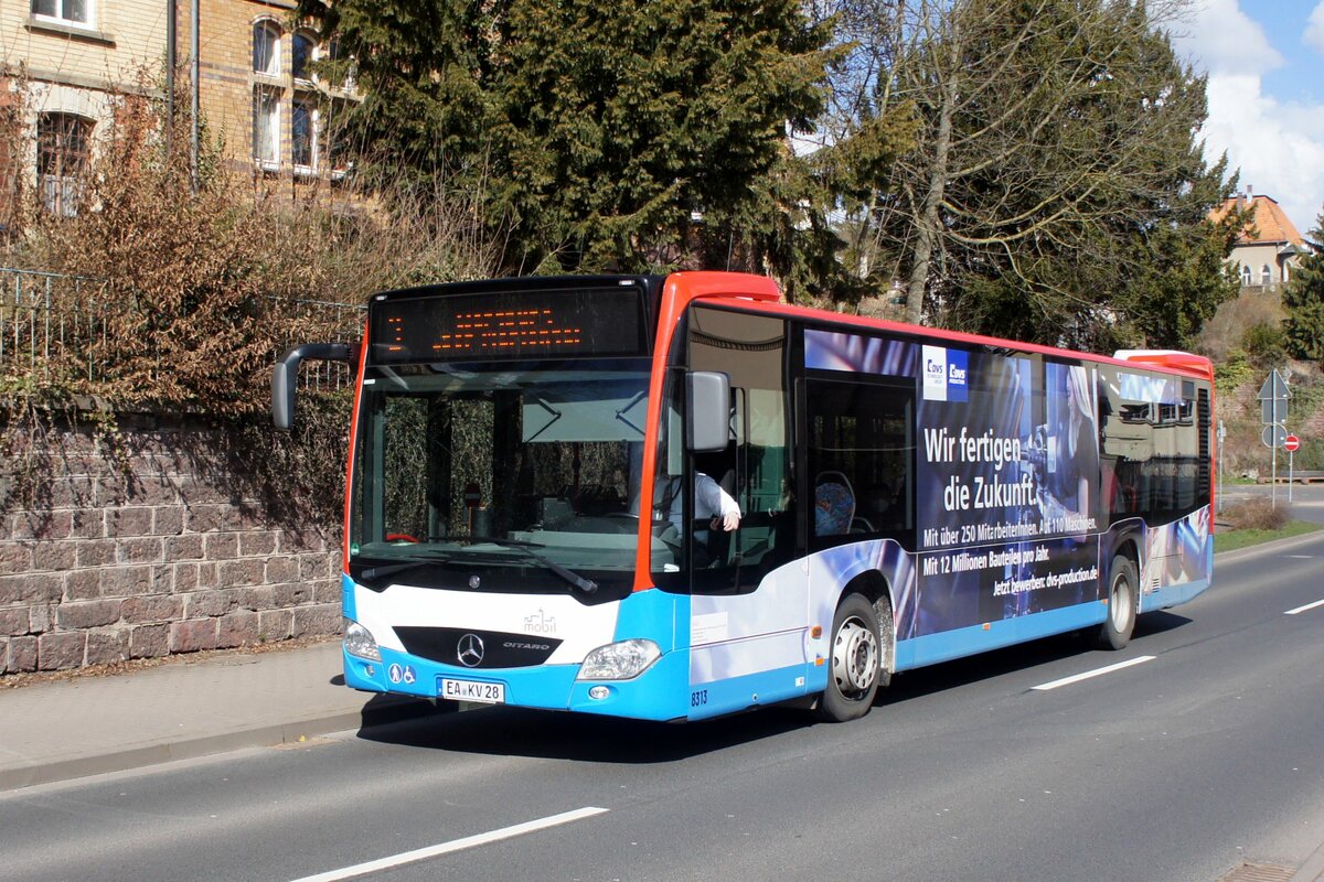 Bus Eisenach / Bus Wartburgkreis: Mercedes-Benz Citaro C2 (EA-KV 28) vom Verkehrsunternehmen Wartburgmobil (VUW), aufgenommen im März 2022 im Stadtgebiet von Eisenach.