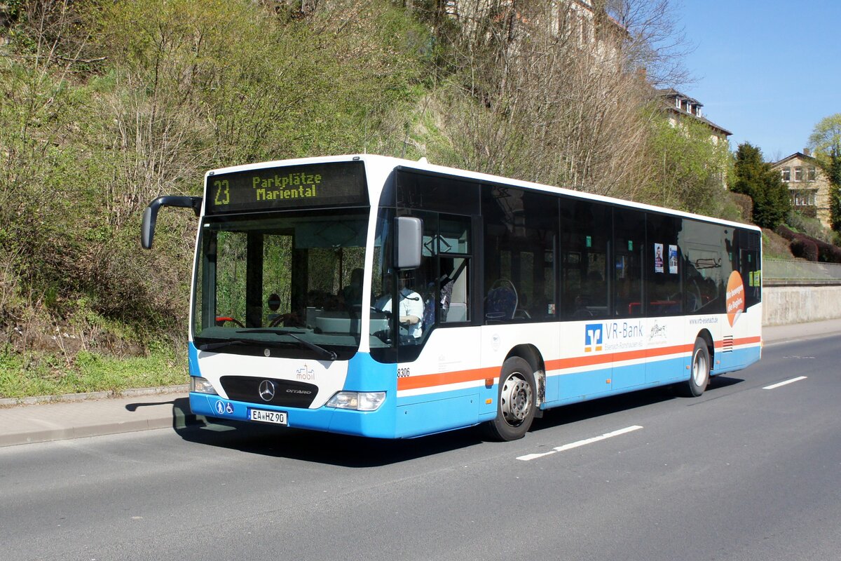 Bus Eisenach / Bus Wartburgkreis: Mercedes-Benz Citaro Facelift (EA-HZ 90) vom Verkehrsunternehmen Wartburgmobil (VUW), aufgenommen im April 2022 im Stadtgebiet von Eisenach.
