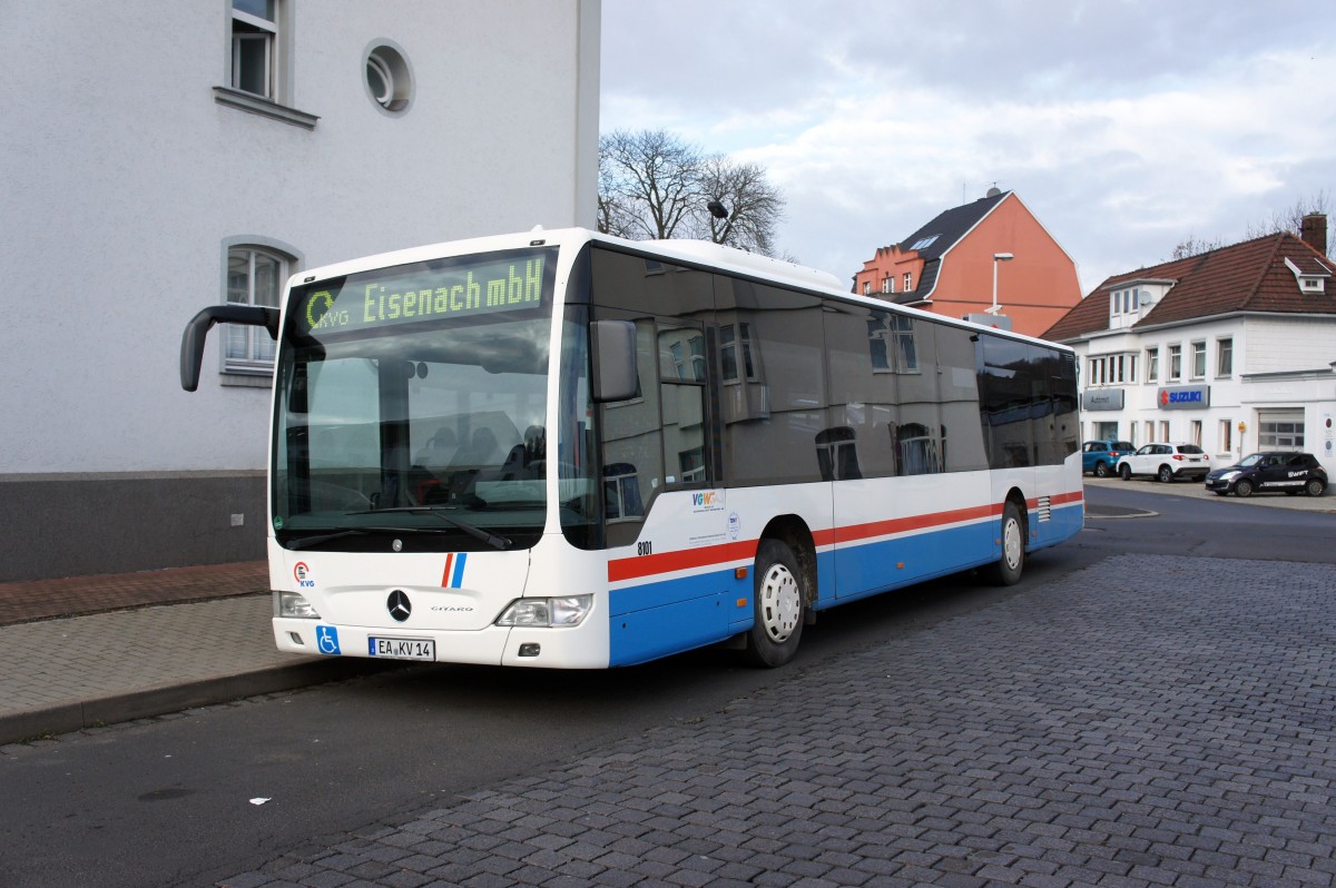 Bus Eisenach / Verkehrsgesellschaft Wartburgkreis mbH (VGW): Mercedes-Benz Citaro Facelift Ü der KVG Eisenach, eingesetzt im Überlandverkehr. Aufgenommen am Überlandbusbahnhof von Eisenach im Dezember 2015.
