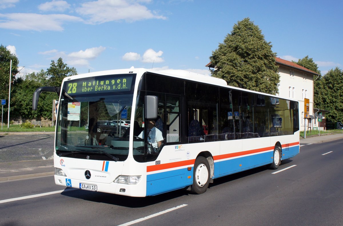 Bus Eisenach / Verkehrsgesellschaft Wartburgkreis mbH (VGW): Mercedes-Benz Citaro Facelift Ü der KVG Eisenach, eingesetzt im Überlandverkehr. Aufgenommen am Hauptbahnhof von Eisenach im August 2016.