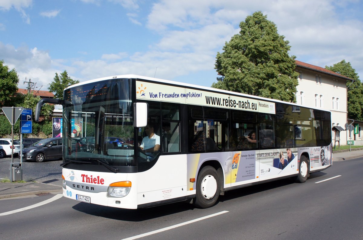 Bus Eisenach / Verkehrsgesellschaft Wartburgkreis mbH (VGW): Setra S 415 NF vom Omnibusverkehr Thiele, eingesetzt im Überlandverkehr. Aufgenommen am Hauptbahnhof von Eisenach im Juni 2018.