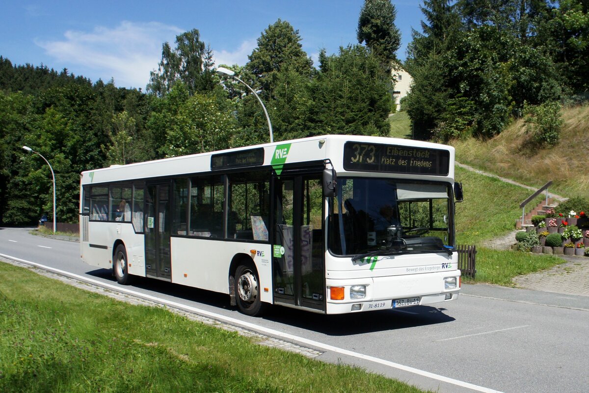 Bus Erzgebirge: MAN NL (ASZ-BV 11) der RVE (Regionalverkehr Erzgebirge GmbH), aufgenommen im Juli 2021 in Zschorlau (Erzgebirgskreis).