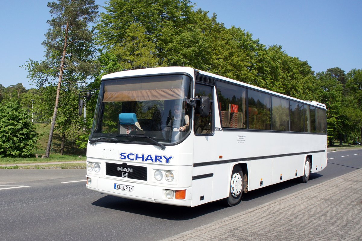 Bus Kaiserslautern: MAN ÜL 292 (KL-LP 14) von Schary-Reisen GbR, aufgenommen im Mai 2018 im Stadtgebiet von Kaiserslautern.