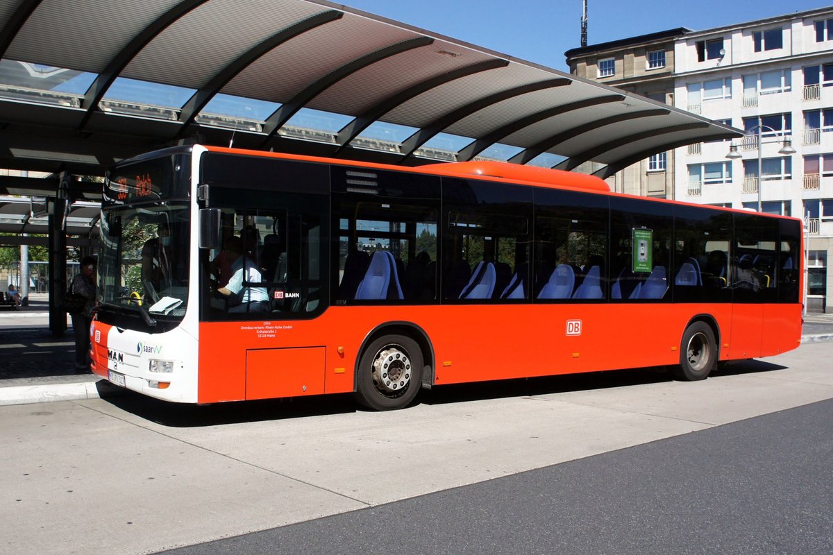Bus Koblenz: MAN Lion's City Ü vom Omnibusverkehr Rhein-Nahe GmbH / ORN, aufgenommen im Juli 2020 am Hauptbahnhof in Koblenz.