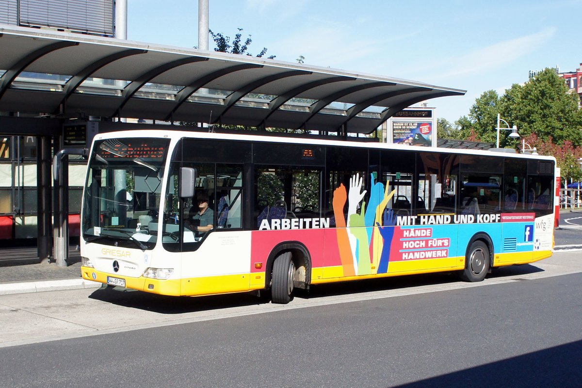 Bus Koblenz: Mercedes-Benz Citaro Facelift von Griesar Reisen GmbH, aufgenommen im September 2020 am Hauptbahnhof in Koblenz.