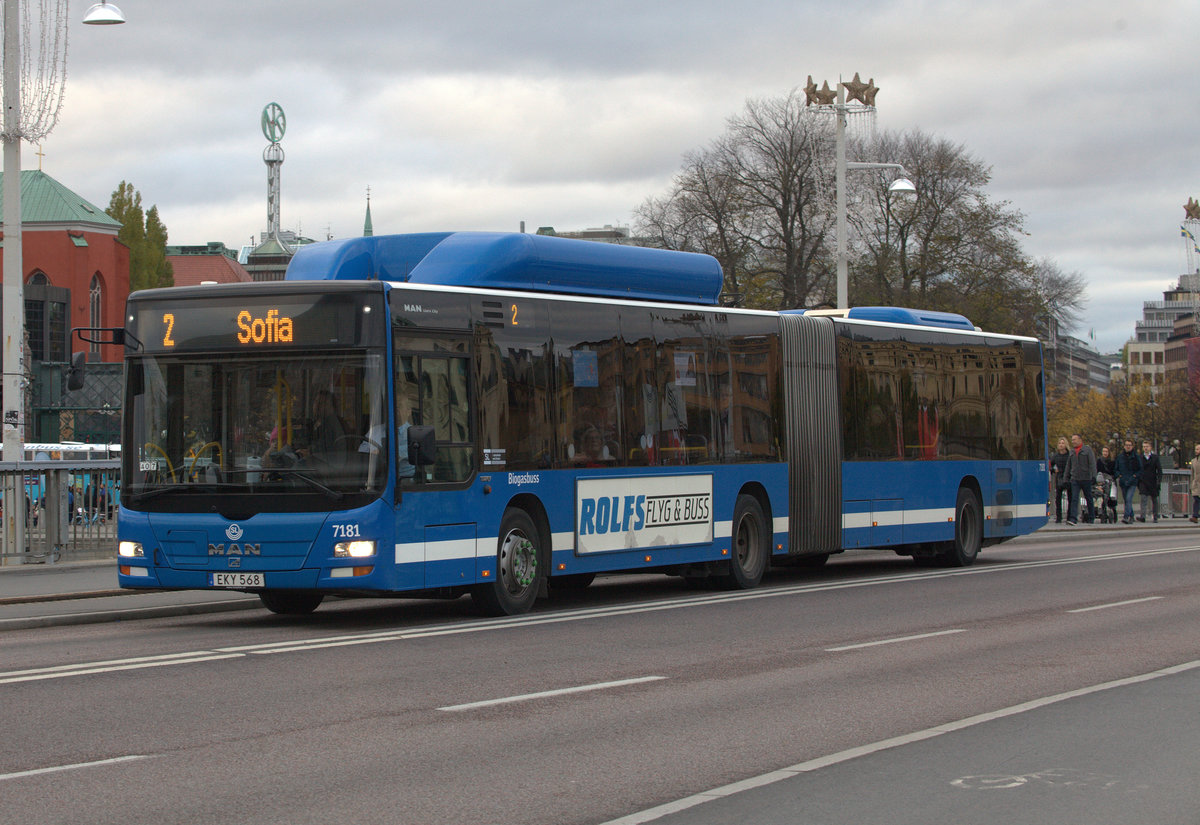 Bus der Linie 2 in Stockholm, Ziel Sofia.03.11.2018 16:32 Uhr.