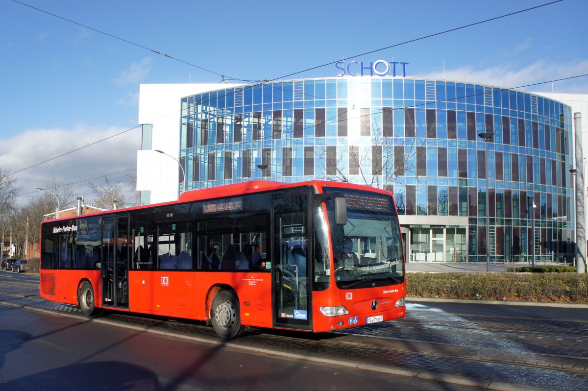 Bus Mainz: Mercedes-Benz Citaro Facelift Ü vom Rhein-Nahe-Bus (Omnibusverkehr Rhein-Nahe / ORN), 
aufgenommen im Dezember 2015 in der Nähe der Haltestelle  Bismarckplatz  in Mainz.