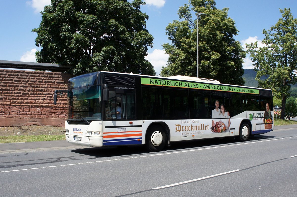 Bus Miltenberg / Bus Unterfranken: Neoplan Centroliner Ü (Neoplan N 4416 Ü) der Ehrlich Touristik GmbH & Co. KG, aufgenommen im Juni 2019 im Stadtgebiet von Miltenberg (Bayern).