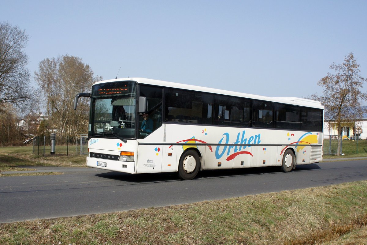 Bus Rheinland-Pfalz / Bus Dierdorf: Setra S 315 UL (WW-OJ 45) vom Busunternehmen Jörg Orthen GmbH, aufgenommen im März 2021 im Stadtgebiet von Dierdorf (Landkreis Neuwied).