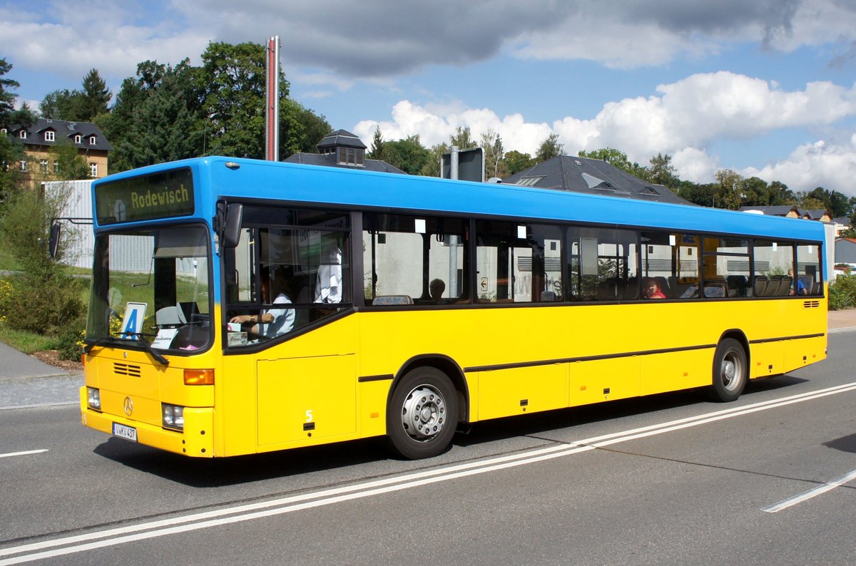 Bus Rodewisch / Bus Vogtland: Mercedes-Benz O 405 N / MB O 405 N1 (ehem. ETP Euro Traffic Partner GmbH Chemnitz / V-KV 437) der Göltzschtal-Verkehr GmbH Rodewisch (GVG), aufgenommen im September 2019 am Busbahnhof von Rodewisch.