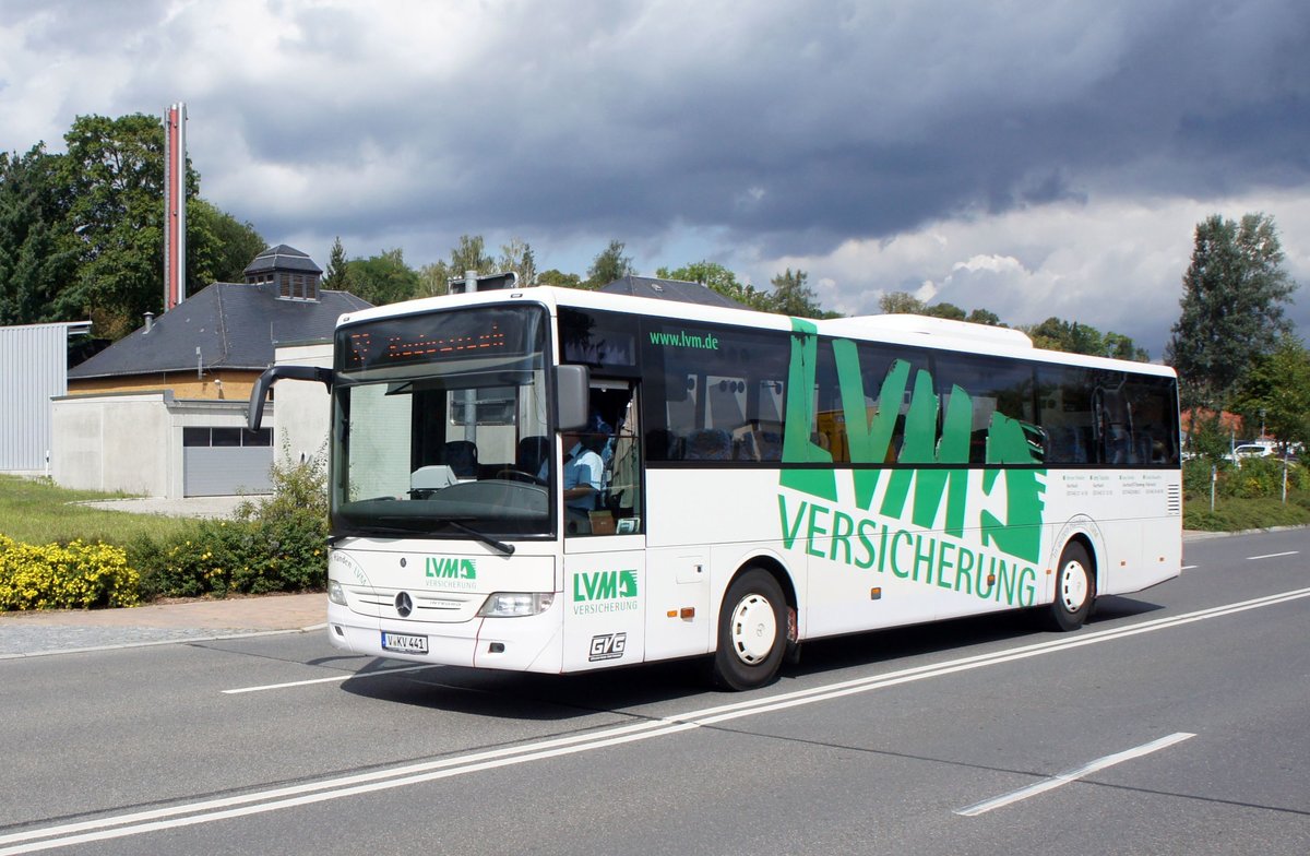 Bus Rodewisch / Bus Vogtland: Mercedes-Benz Integro der Göltzschtal-Verkehr GmbH Rodewisch (GVG), aufgenommen im September 2019 am Busbahnhof von Rodewisch.
