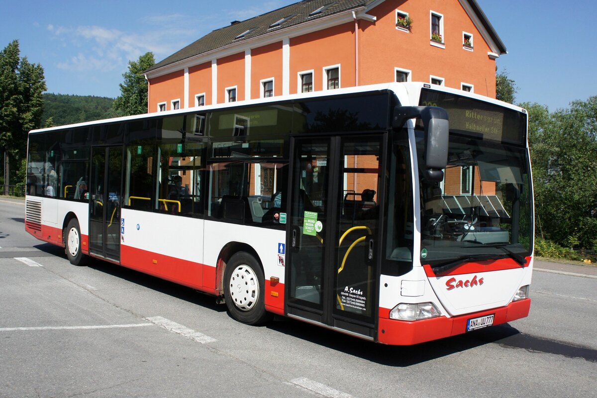 Bus Schwarzenberg / Bus Erzgebirge: Mercedes-Benz Citaro (ANA-UU 777) vom Busbetrieb A. Sachs aus Geyer / Erzgebirge, aufgenommen im Juni 2022 im Stadtgebiet von Schwarzenberg / Erzgebirge.