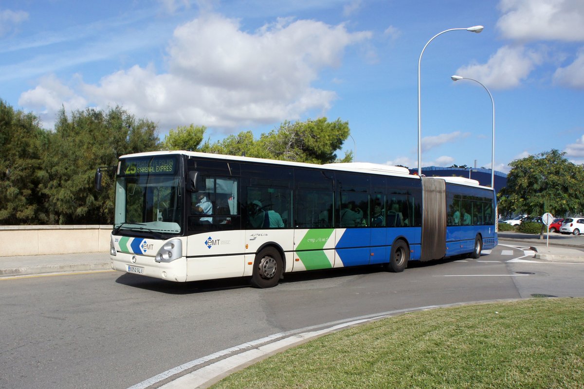 Bus Spanien / Bus Mallorca: Irisbus Citelis 18M (Wagen 250) der Empresa Municipal de Transports de Palma de Mallorca (EMT), aufgenommen im Oktober 2019 im Stadtgebiet von Palma de Mallorca.
