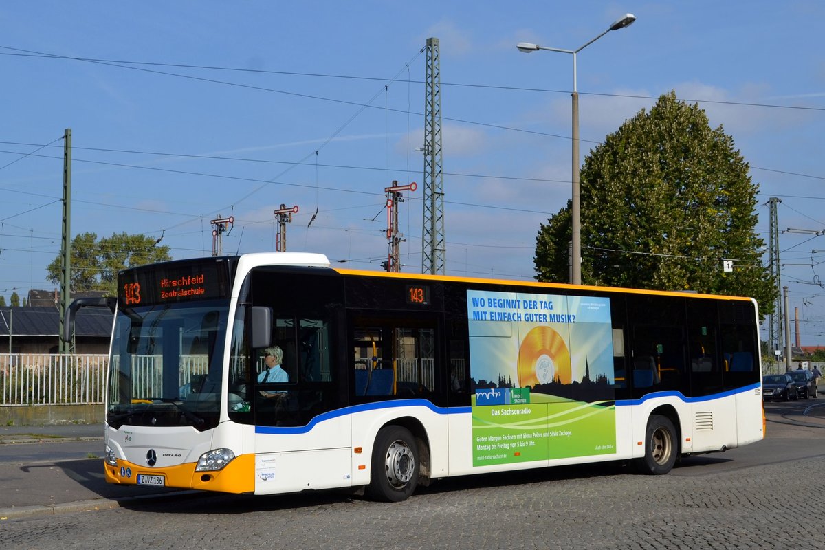 Bus Zwickau: Mercedes-Benz Citaro C2 der RVW (Regionalverkehr Westsachsen GmbH), Wagen 8374, aufgenommen im Oktober 2016 am Hauptbahnhof in Zwickau.