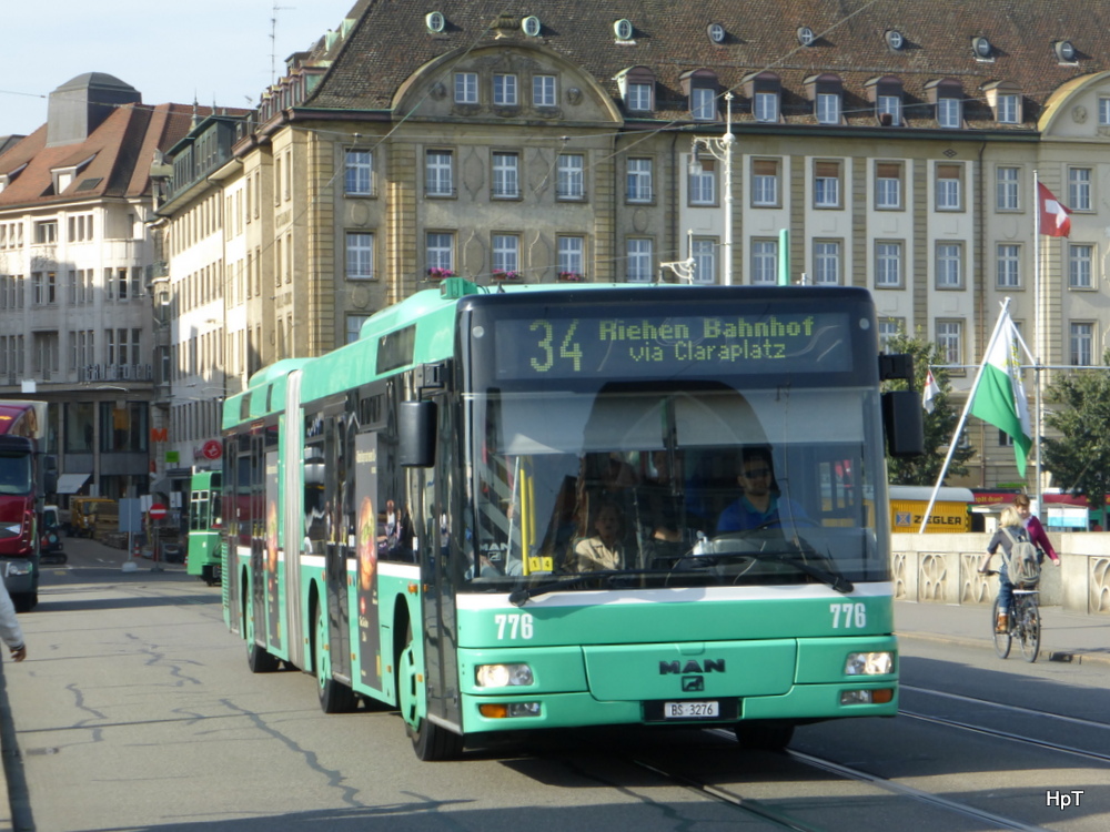 BVB - MAN  Nr.776  BS  3276 unterwegs auf der Linie  34 in der Stadt Basel am 24.09.2014