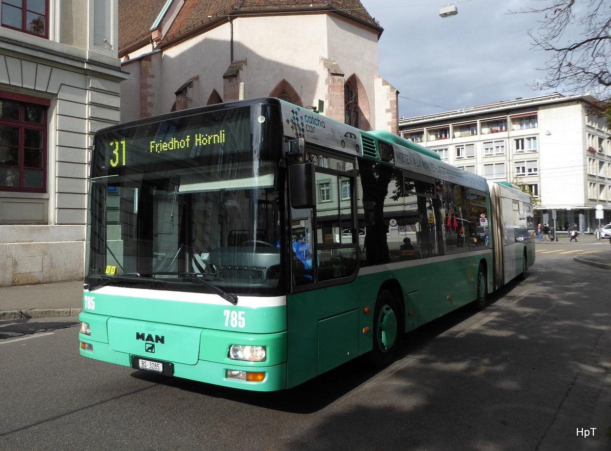 BVB - MAN Nr.785  BS 3285 unterwegs auf der Linie 31 in der Stadt Basel am 06.10.2015
