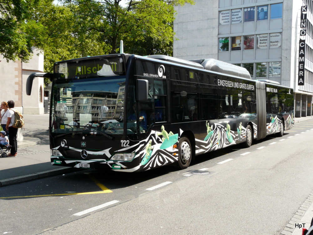BVB - Mercedes Citaro Nr.722  BS  6681 unterwegs auf der Linie 38 in Basel am 31.08.2013