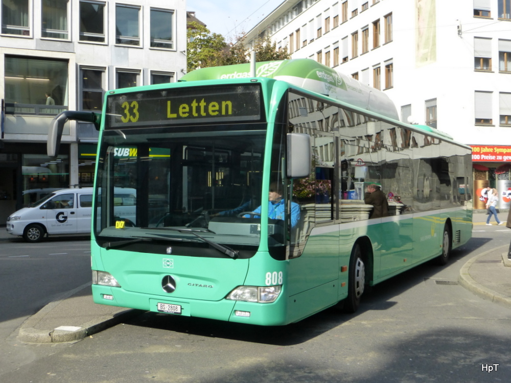 BVB - Mercedes Citaro  Nr.808  BS  2808 unterwegs auf der Linie  33 in der Stadt Basel am 24.09.2014