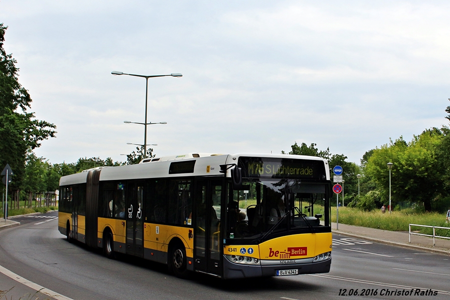 BVG Wagen 4341 auf Linie M76 nach S Lichtenrade - Berlin, Prellerweg - am 12.06.2016 - Werbung: ohne