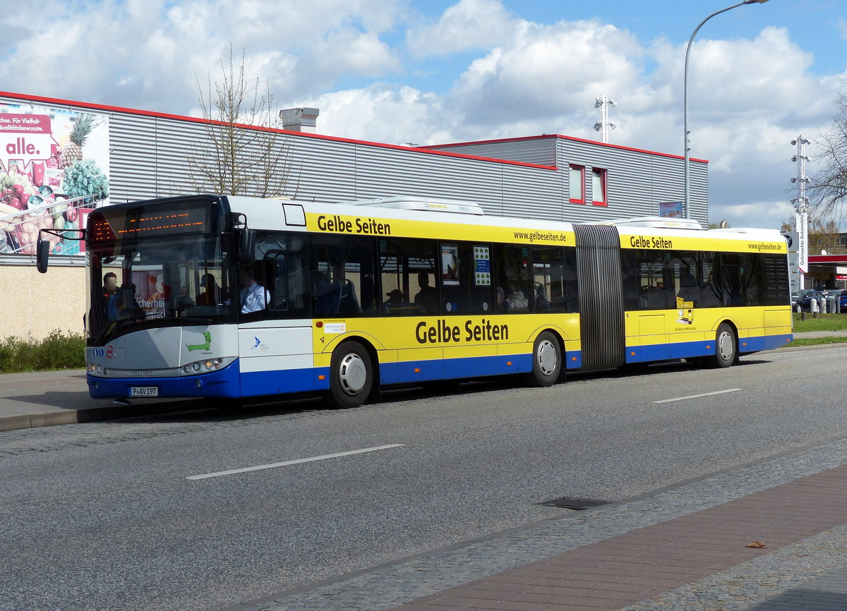 BVSG - Solaris Urbino 18, P-AV 197 (X1) - Busse in Teltow-Stadt im April 2016.