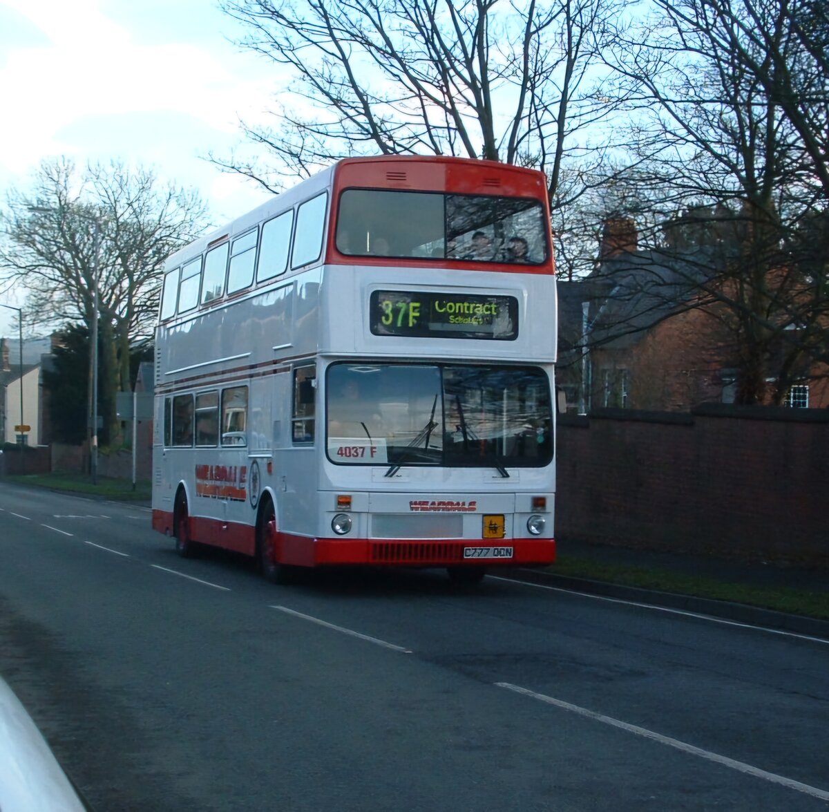 C777 OCN
1986 MCW MetroBus
MCW H46/31F
Weardale Motor Services/Weardale Travel.

New to Northern General Omnibus Company,  Gateshead, Tyne & Wear, UK, carrying fleet number 3777.  It later passed to Weardale, mainly used for scholars contracts.

It is seen here performing a scholars service to Crook, County Durham, travelling through Willington.