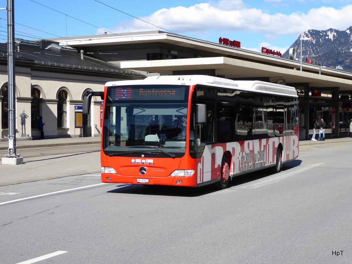 Chur Bus - Mercedes Citaro GR 97511 unterwegs vor dem Bahnhof in Chur am 26.03.2016