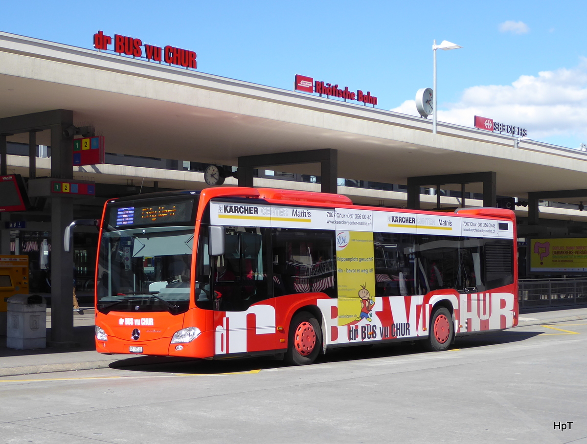 Chur Bus - Mercedes Citaro GR 97518 unterwegs vor dem Bahnhof in Chur am 26.03.2016