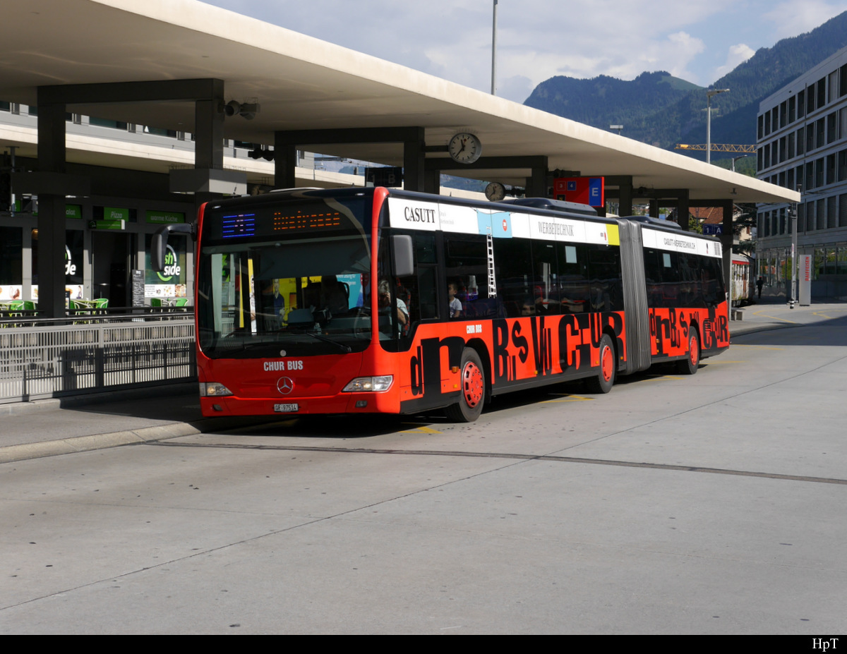 Chur Bus - Mercedes Citaro  GR 97514 unterwegs auf der Linie 4 vor dem Bahnhof in Chur am 19.08.2018