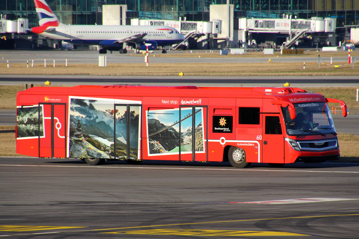 Cobus 3000,  60 , Next Stop: Grimselwelt, 27.Februar 2019, Flughafen Zürich , Switzerland.