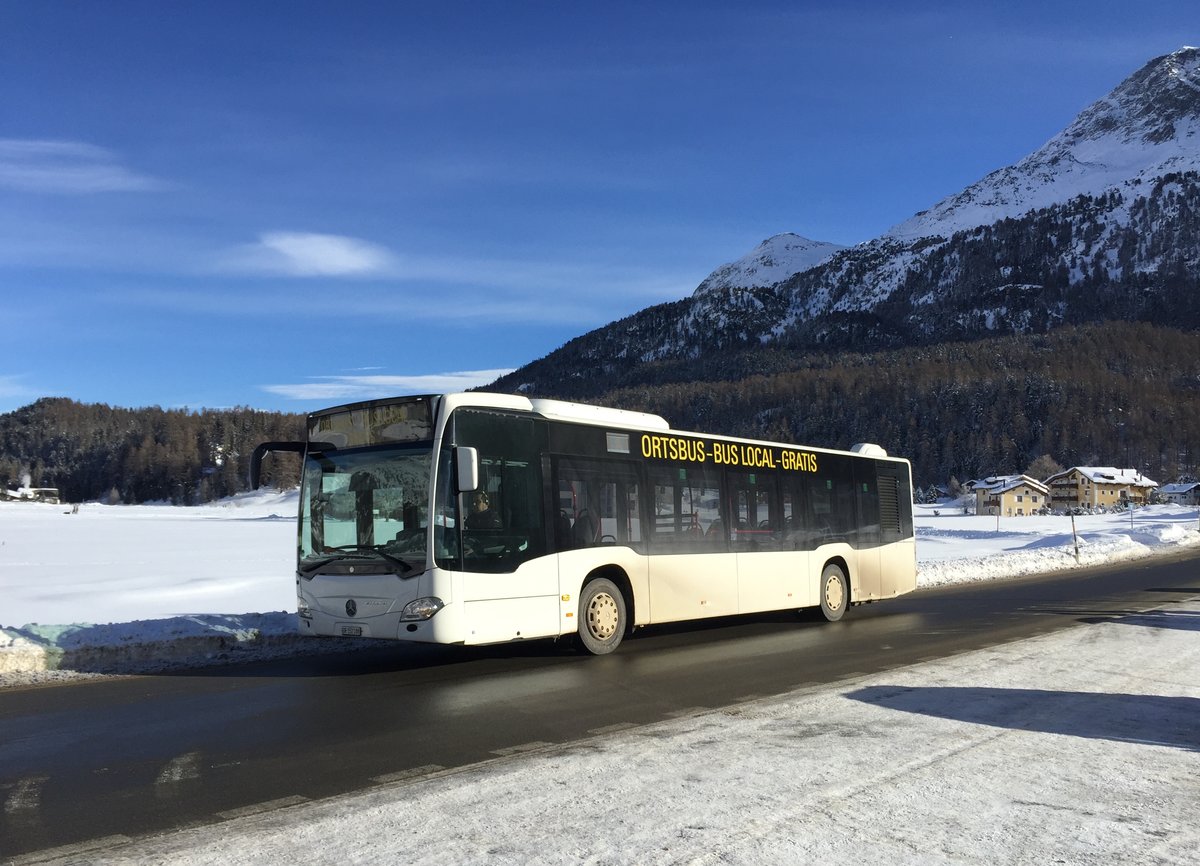 Corvatsch Power, Silvaplana. Mercedes-Benz Citaro C2 (GR 152'188) in Surlej, Brücke. (31.12.2020)