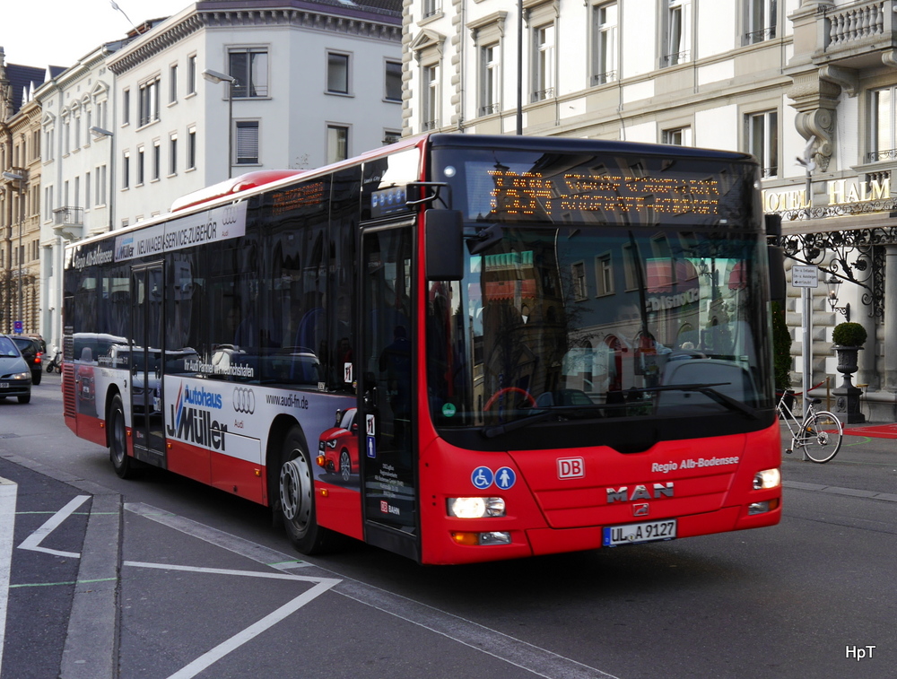 DB / Regio Alb-Bodensee - MAN LioN`s City  UL.A 9127 unterwegs in Konstanz am 13.12.2014
