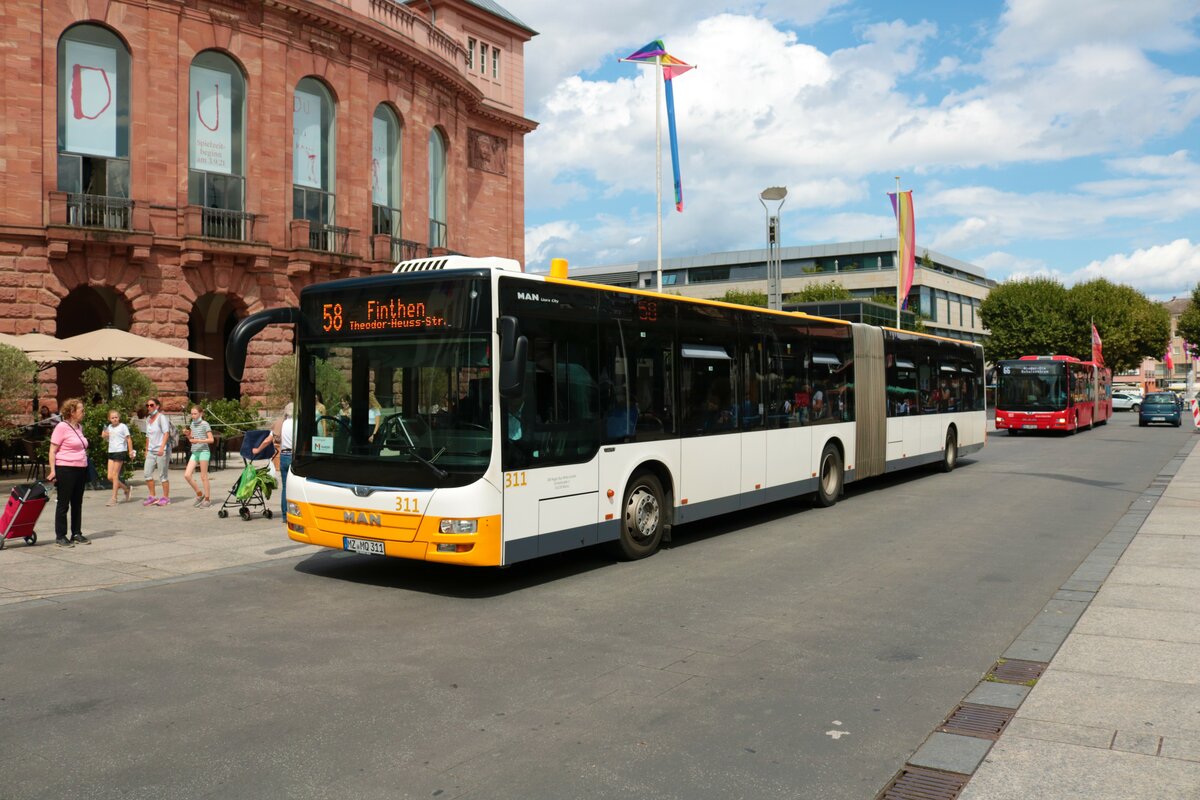 DB Regio Bus Mitte MAN Lions City G Wagen 311 am 10.08.21 am Höfchen