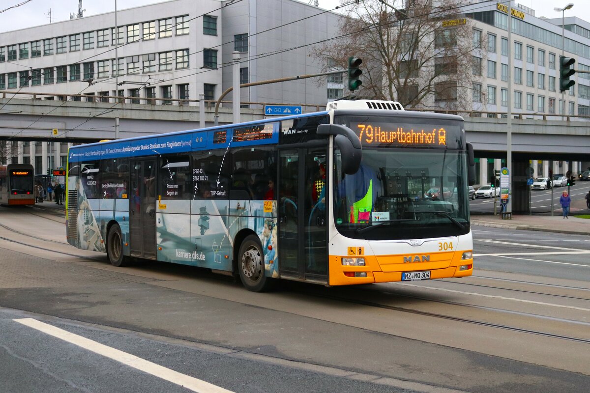 DB Regiobus Mitte MAN Lions City G Wagen 304 am 12.02.24 in Mainz Hauptbahnhof