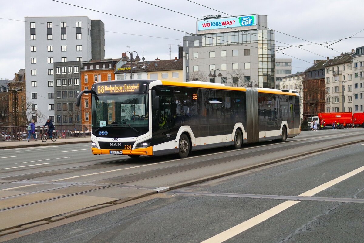DB Regiobus Mitte MAN Lions City G Wagen 324 am 12.02.24 in Mainz Hauptbahnhof