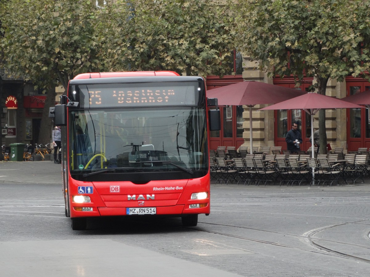DB Rhein Nahe Bus MAN Lions City am 30.10.14 in Mainz auf der 75
