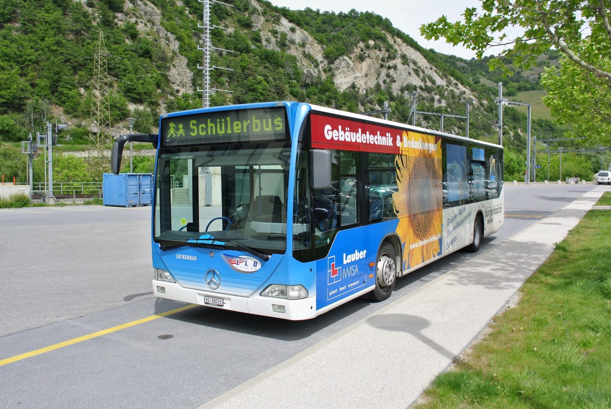 Der Citaro I RingJet von Leukerbad war heute in Leuk als Schülerkurs im Einsatz, 16.05.2014.