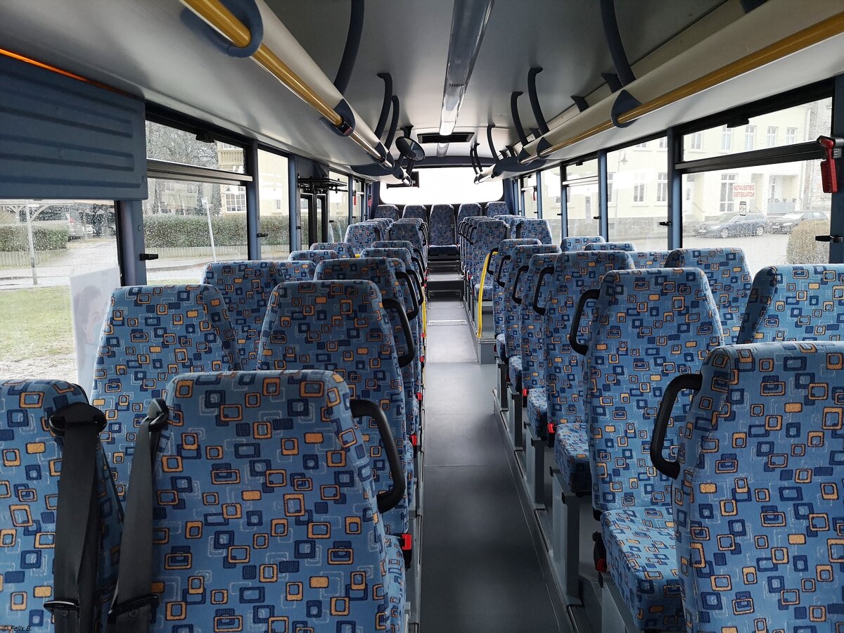 Der Fahrgastraum eines Irisbus Crossway der MVVG in Friedland am 14.01.2021