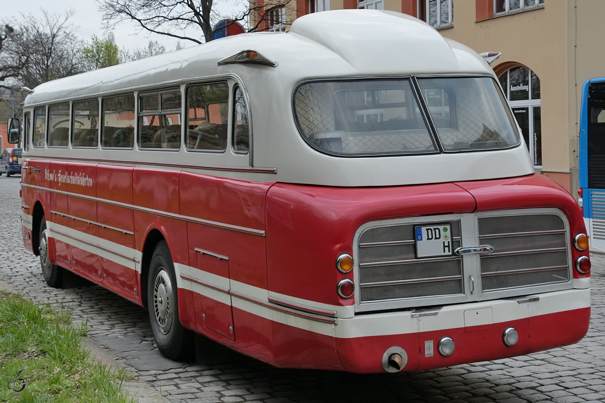 Der markante Hintern eines Ikarus 55. (Dresden, April 2017) 