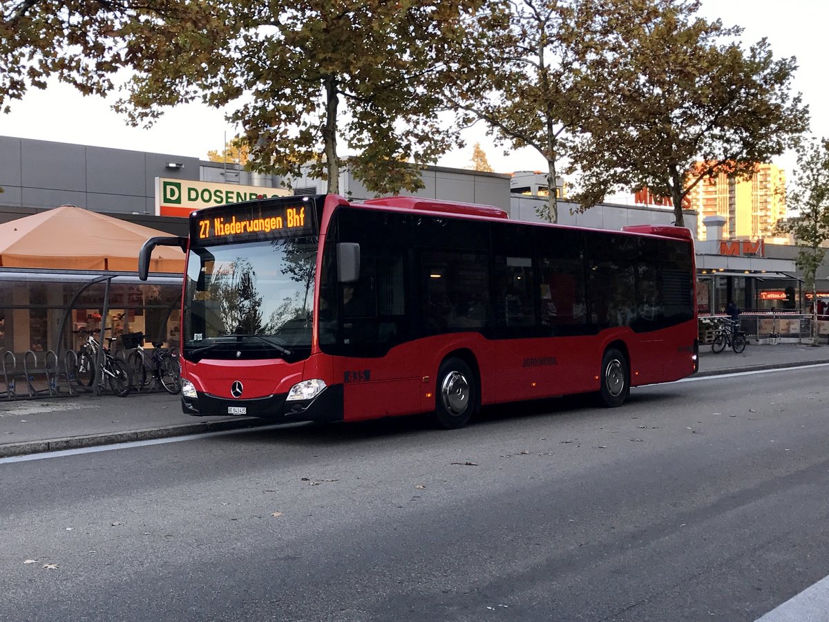 Der neue C2 K 435 von Bernmobil unterwegs auf der Linie 27 am 16.10.17 bei der Riedbachstrasse in Bethlehem.
