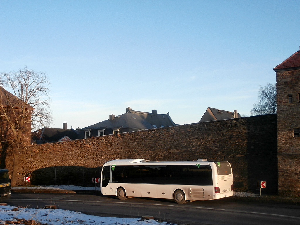 Der neue Löwe von Regionalverkehr Erzgebirge (Baujahr 12/2013) auf der Linie 207 in Marienberg. (6.2.2014)