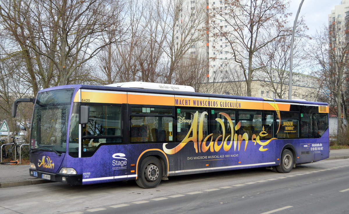 Die Fa. Herold Reisen (Nr.6420) stellt im Schienenersatzverkehr diesen Bus Typ Mercedes-Benz O 530 I Ü (Citaro) zur Verfügung für die NEB Linie RB 12 am 01.02.21 Berlin Bahnhof-Hohenschönhausen.