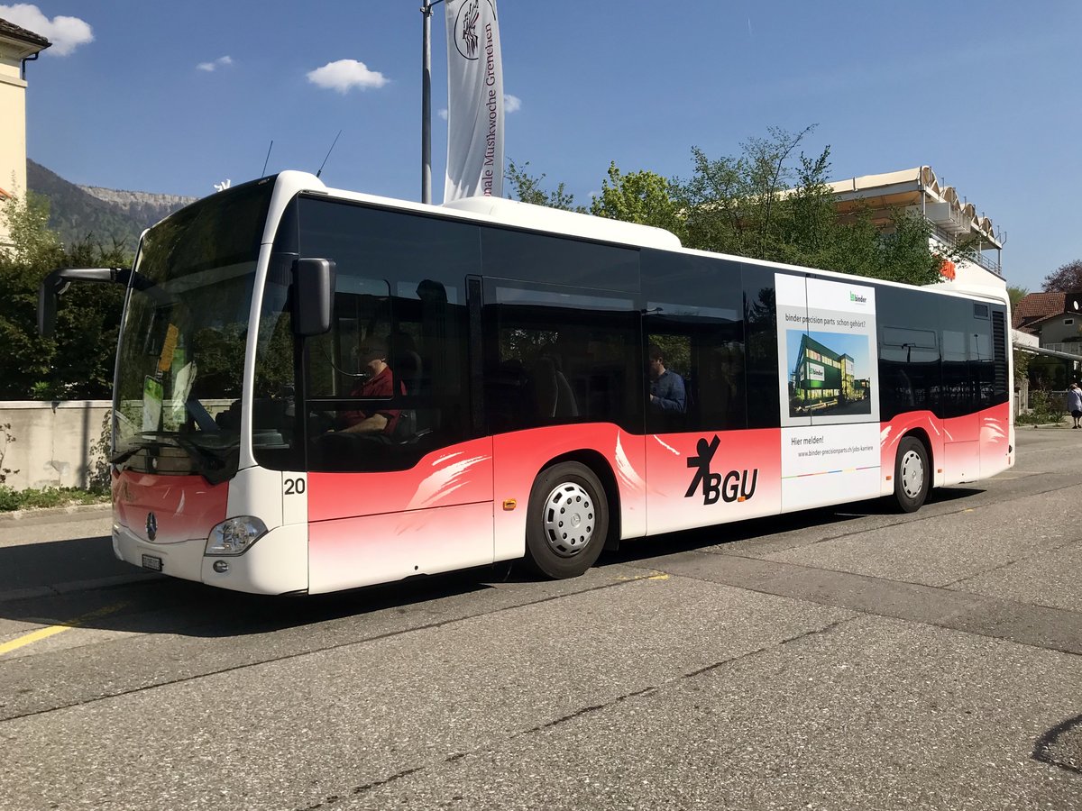 Diesel MB C2 Ü Nr 20 der BGU am 21.4.18 beim Bhf Grenchen Süd.