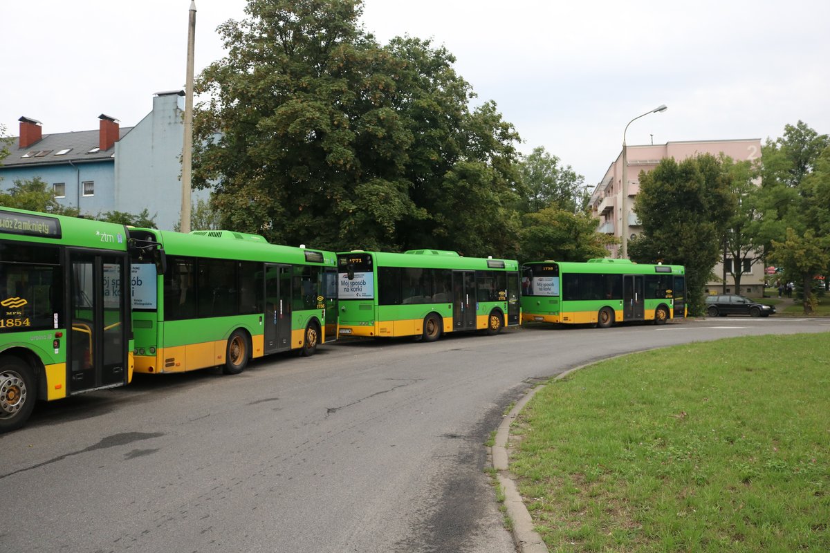 Drei MPK Solaris Urbino 8,9 Wagen 1756, 1771 und 1758 am 17.07.18 in Poznan (Posen)